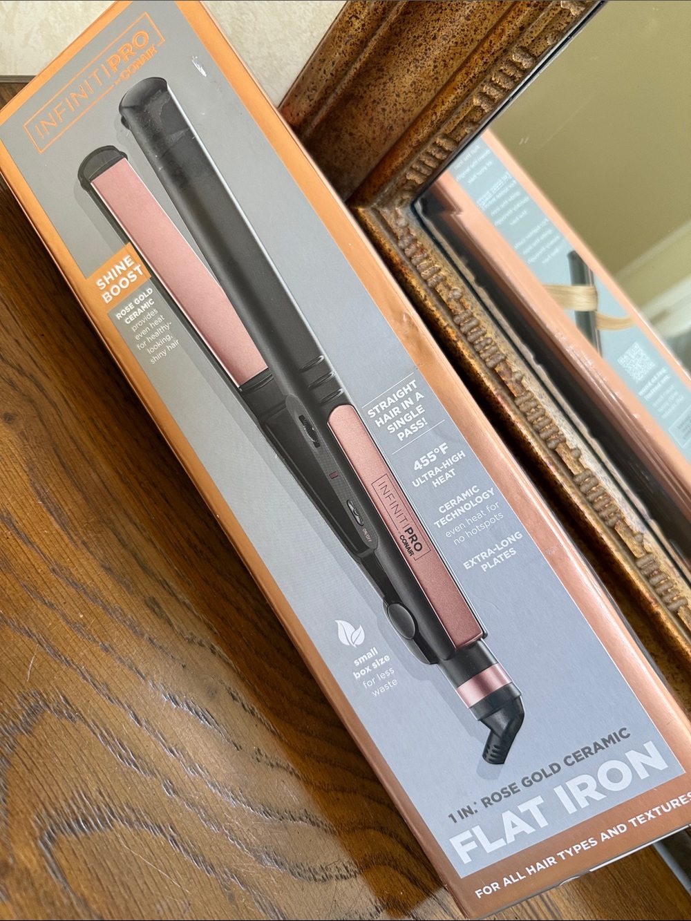 New InfinitiPRO Conair Hair Straightener. Rose gold ceramic, provides even heat.